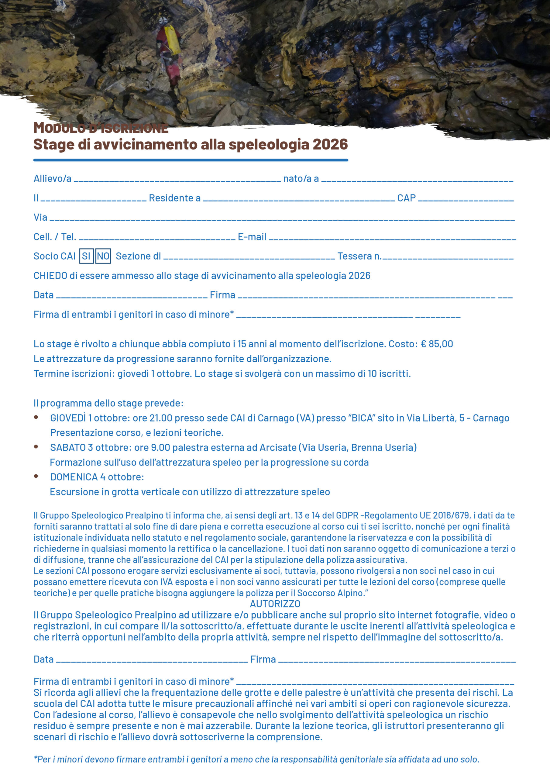 Stage ottobre 2026 locandina e modulo4